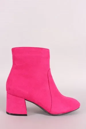 Bamboo Suede Block Heeled Ankle Boots