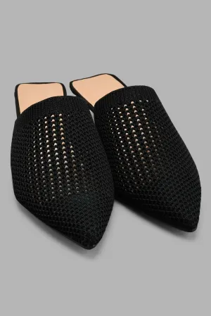 Black Woven Mule