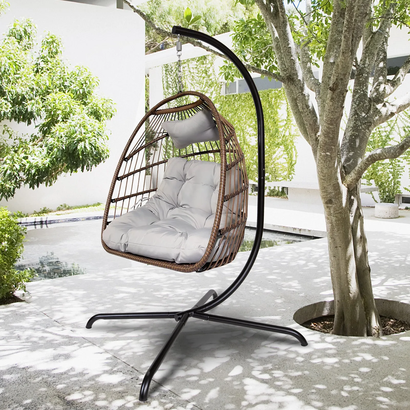 Enjoy Ultimate Comfort with our Swing Egg Chair and Cushion Set Perfect Patio | Brodtica.com