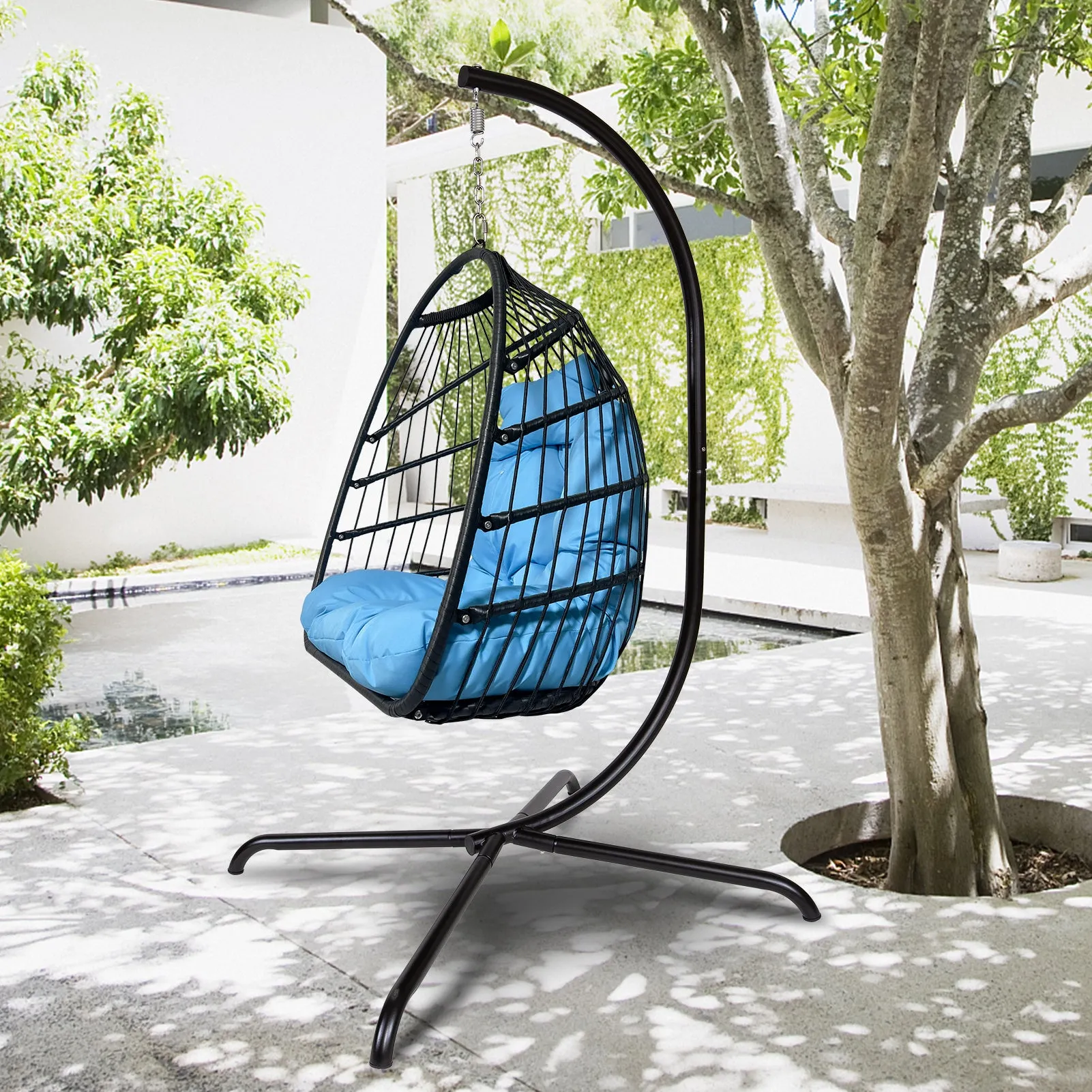 Enjoy Ultimate Comfort with our Swing Egg Chair and Cushion Set Perfect Patio | Brodtica.com