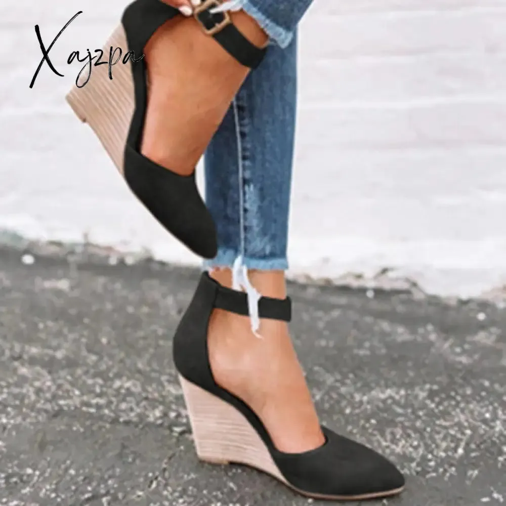 Xajzpa - Classic Ankle Strap Wedge Shoes